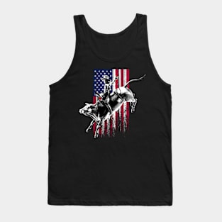 Rodeo Bull Rider Patriotic American Flag For Cowboys Tank Top